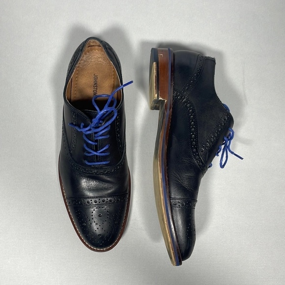 Men’s size 8 Johnston and Murphy Conrad Cap Toe Black w/  lack and blue laces main image 5